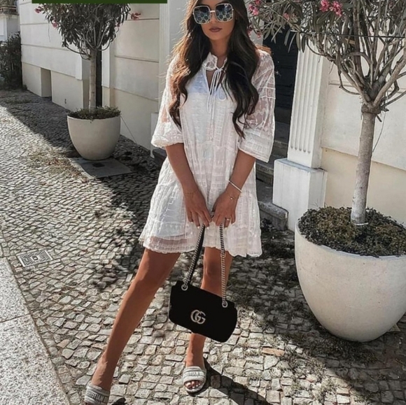 Zara Dresses & Skirts - Zara Boho Embroidered Beaded Tassels White Lace Dress Size S